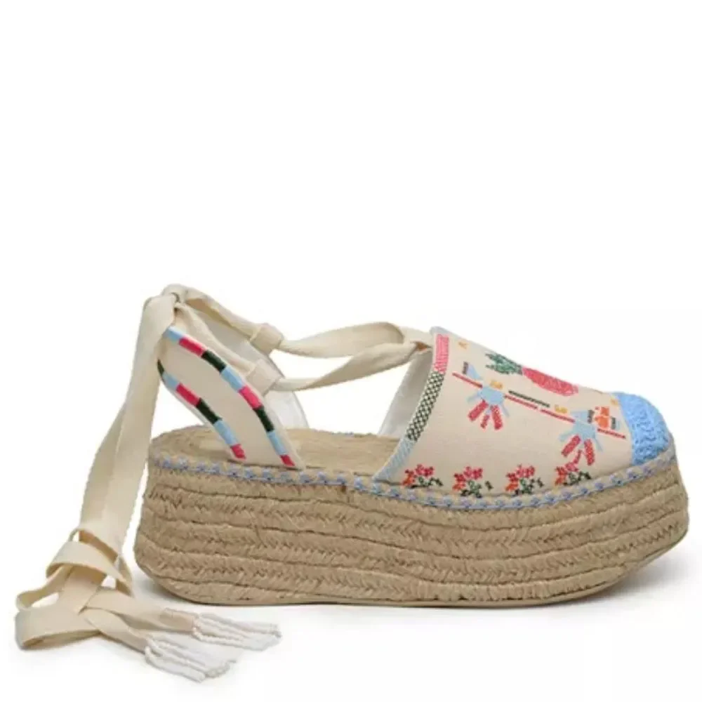 FARM Rio Paradise Bead Embellished Espadrille Platform Shoes, NWT, Size 11